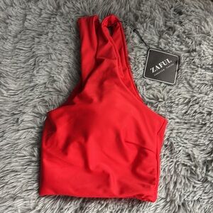 NWT Zaful Striking Scarlet Red Fashion Swim Bikini Bra Top Foam Cups Women’s L 8